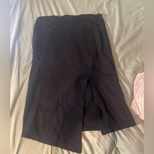 Black midi pencil skirt with slit
